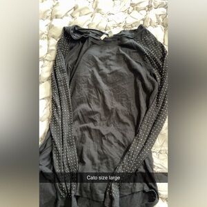 Cato Black Long Sleeve Top with Studded accents